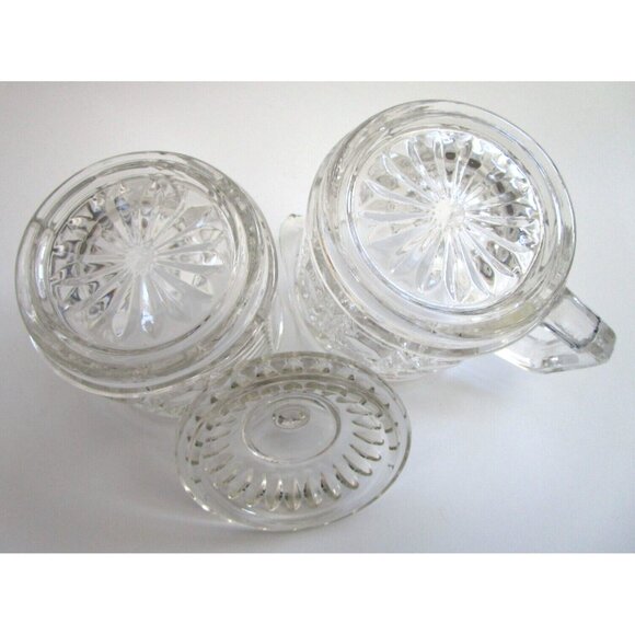 Vintage Indiana Clear Glass Windsor Pattern - Creamer & Lidded Sugar Bowl Set - Picture 8 of 16